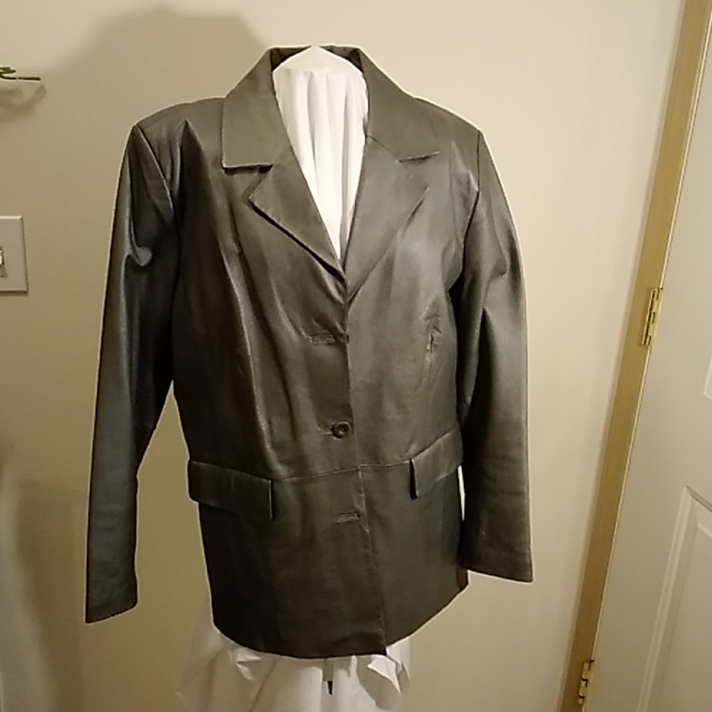 Leather coat dark gray